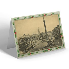 CHRISTMAS CARD - Vintage London - Trafalgar Square & National Gallery (a)
