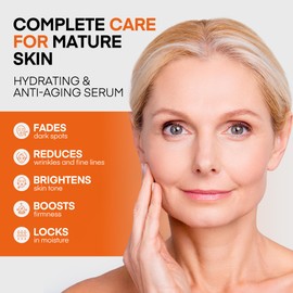 Super Vitamin C Serum for Women Over 70: Niacinamide, Vitamin C, Hyaluronic Acid, Peptides, Vitamin E, Caffeine, Bakuchiol, Hydrating, Lifting, Face Wrinkle & Age Spots Reduction
