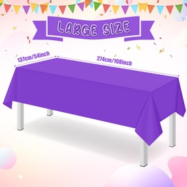 16 Pack Purple Plastic Tablecloth for Rectangle Tables, Premium Decorative Purple Disposable Table Cloths for Parties, Rectangle Party Table Cover for Birthday Anniversary Graduation, 54x108 Inch