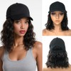 Hat Wig (Brown Black, 14 Inch-Curly)
