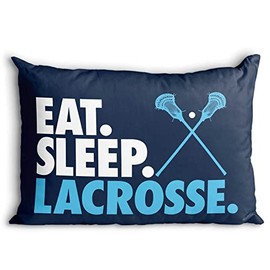 Eat Sleep Lacrosse Pillowcase | Guys Lacrosse Pillowcase Home Decor | Navy