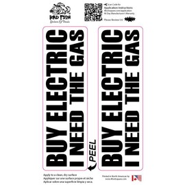 Bad Fish Custom Decals – 2 Pack Buy Electric I Need The Gas - Funny Cute Sticker - Premium Gloss Permanent Vinyl Waterproof 6 Year Indoor Outdoor