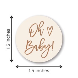 1.5" Round Oh Baby Stickers - Set of 60 (Latte)