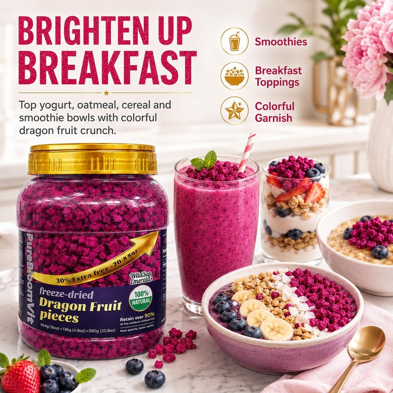 WildSap Emeralds Freeze Dried Dragon Fruit - 20.8 oz (590g)