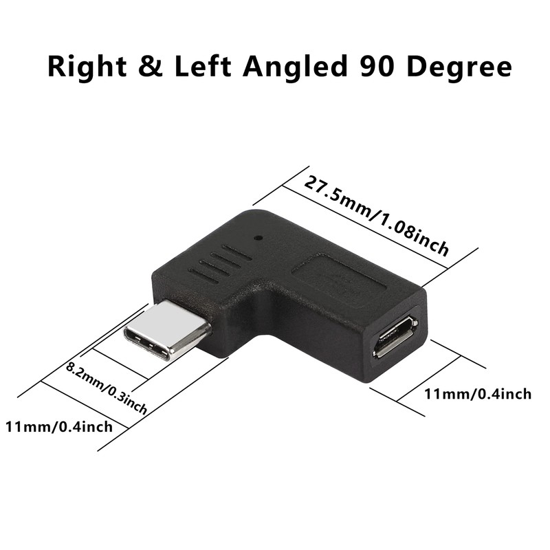 GELRHONR 90 Degree USB C to Micro USB Adapter Right
