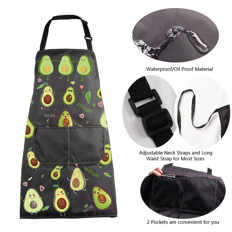 ENSIANTH Funny Avocado Apron Avocado Cooking Kitchen Aprons with Pockets