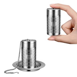 BOMANSI BOMS Tea Infuser (Set of 2) with Drip Dray - Ultra Fine Tea Strainer for Loose Leaf Tea - 316 Stainless Steel Tea Steeper (2Pack - Extra Small)