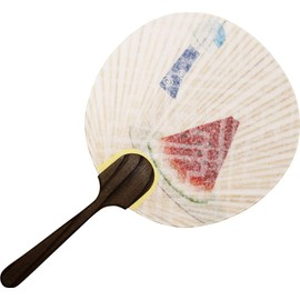 Round Full Fan Summer Zukushi Watermelon Beige Approx. 10.2 x 5.9 x 0.3 inches (26 x 15 x 0.9 cm)