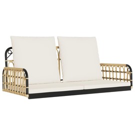 vidaXL Swing Bench with Cushions - Outdoor Poly Rattan & Steel Hammock Chair - Brown/Black, 41.3"x22.8"x15" - Patio/Garden/Backyard Furniture