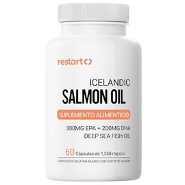 Aceite de Salmón Icelandic Omega 3 Restart | 1000 mg Aceite de Salmón | 300 mg EPA + 200 mg DHA | Alta Concentración | Deep Sea Fish Oil Premium - 60 Cápsulas