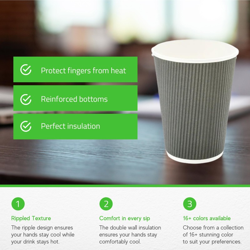 Restaurantware-12 Ounce Disposable Coffee Cups, 500 Ripple Wall Hot Cups