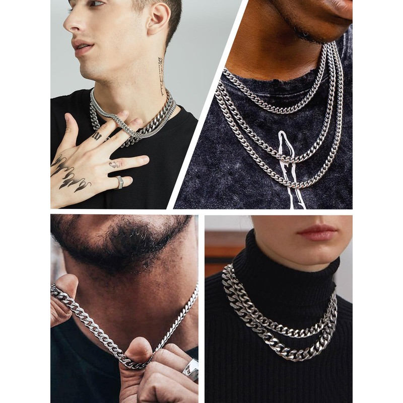 ChainsHouse Kihei Chain Necklace for Men, Silver, Surgical Stainless, Hypoallergenic,