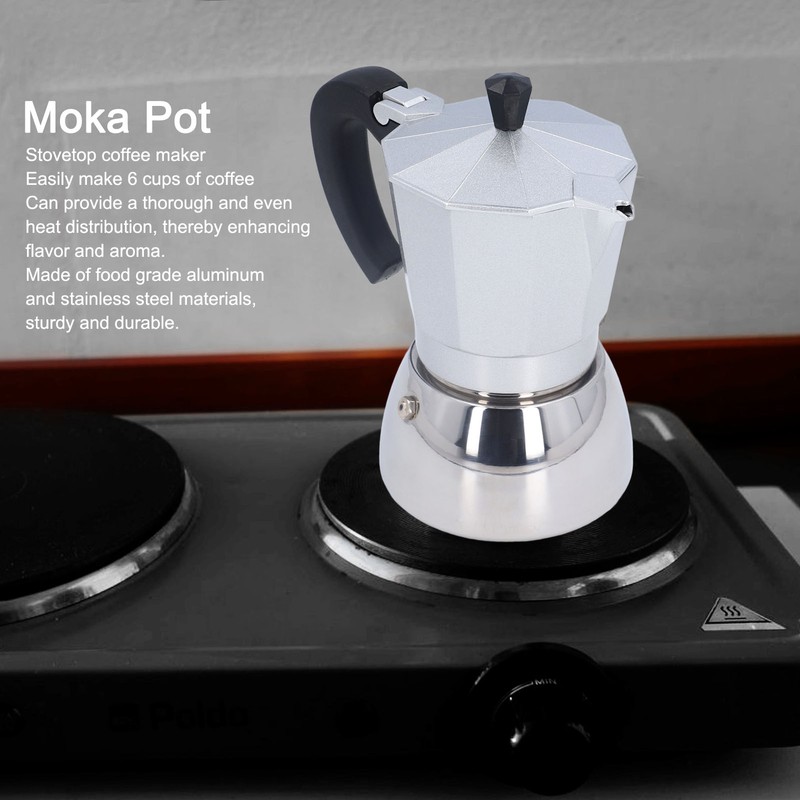 Stovetop Coffee Maker 6 Cup Moka Pot Delicious Coffee Making