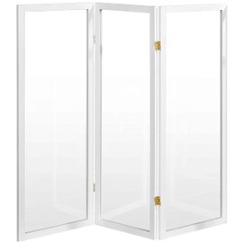 4 ft. Short Clear Plastic Partition White 3 Panel