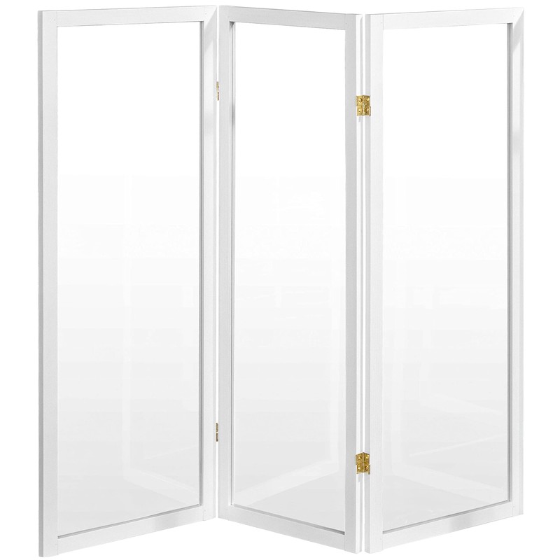 4 ft. Short Clear Plastic Partition White 3 Panel