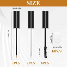 Clear Empty Tube Tubing, Empty Mascara Tube and Wand, Contains 6 Mascara Bottles, 2 Lip Gloss Bottles, 2 Eyeliner Bottles, Small and Portable, Not Easy to Leak, Meet a Variety of Beauty Needs