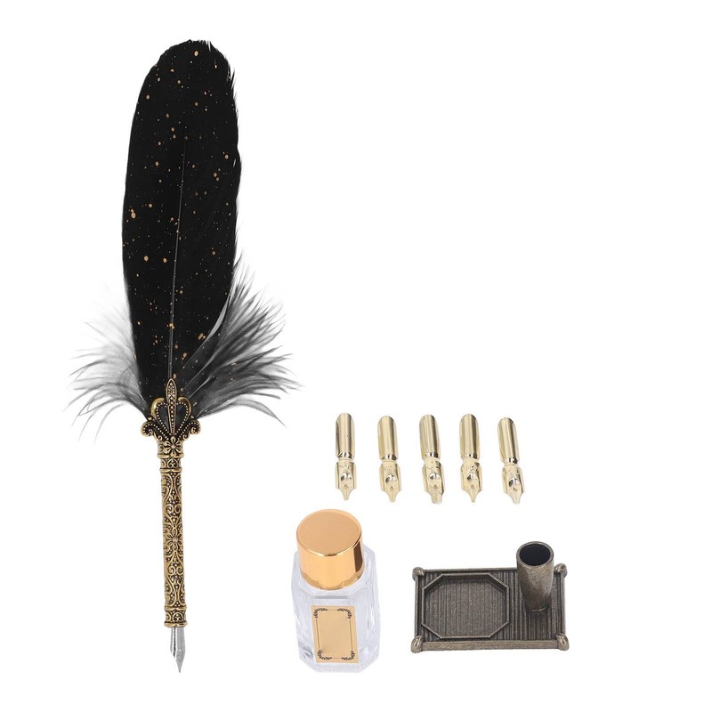Quill Pen, Retro Elegant Feather Pen, Smoothing Writing for Home,