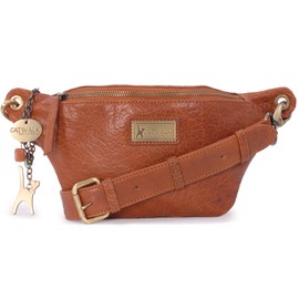 Catwalk Collection Handbags - Luxury Leather Belt Bag - Festival Bum Bag - Medium Waist Bag for Women - Ariana - Tan