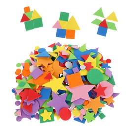 LXUEJIE 313 Pcs Foam Shape Stickers Assorted Colors Self Adhesive Foam Geometric Shape for Kids Circle Square Triangle Pentagram Stickers for DIY Scrapbooking School Project Party Decorations