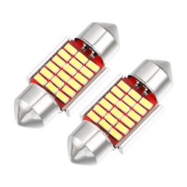 A ABSOPRO 31mm DE3175 DE3021 Festoon LED Bulbs White Bright 31mm DE3175 LED Bulbs Error Free Canbus 3175 6428 DE3022 18SMD 3014 Chipsets Metal Silver Tone Yellow (Set of 2)