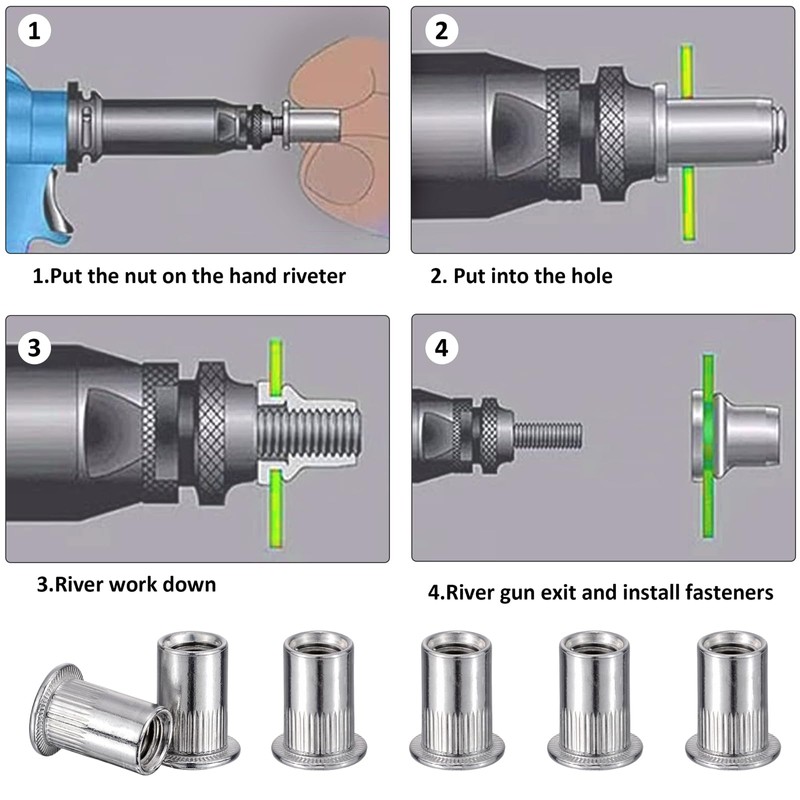 Pxyelec M4 Flat Head Aluminum Rivet Nut Blind Nut Insert