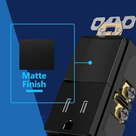 LIDER Matte Finish Lighted Combination Decorator Switch and Tamper-Resistant Receptacle, Single Pole, Residential Grade, 15A 120V/125V, UL Listed, LCS1-1PTR-BK, Black