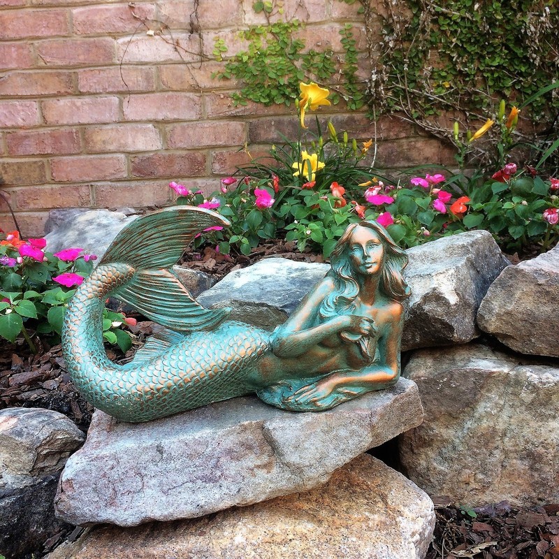 3 Piece Mermaid Table Top Bronze Patina Beach and Pool