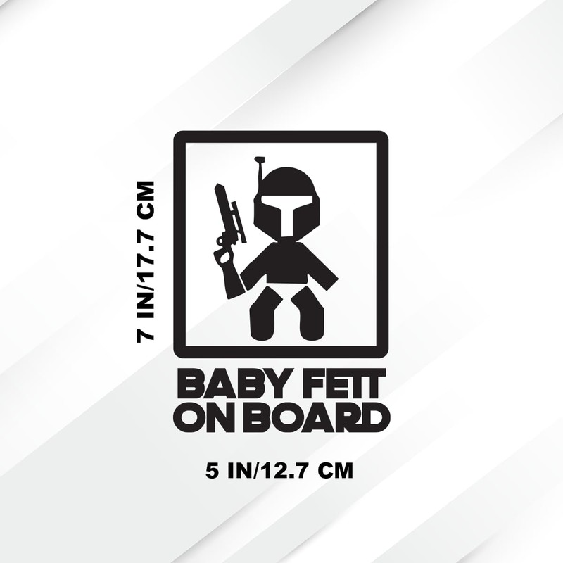 Baby Fett On Board Decal Stickers for Cars Laptop Skateboard