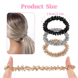 3 Pcs Rhinestone Hair Scrunchies, Sparkly Hair Accessories Ponytail Clip, Crystal Hair Ties, Fancy Elastic Hairband for Women and Girls Hair Accessories