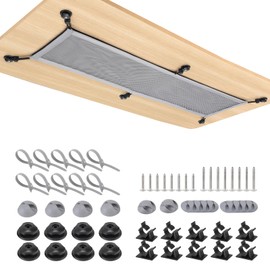 WurdeWindig Cable Management Net, Cable Organizer Mesh, Extra Large Capacity Under Desk Mesh Organizer for Home Office Furniture, Desktop Computer Cables Organizer (Grey, 37.5 * 9.5Inches)