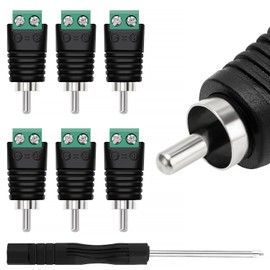 KUOQIY RCA Adapter Terminal Block, RCA Male to AV Screw Terminals, Audio Video Connector Adapter, Audio/Video Speaker Cable Plug, for CCTV Surveillance Camera, Pack of 6