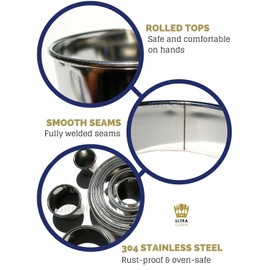 Ultra Cuisine 11 Piece Small Circle Cookie Cutter Set - Graduated Round Cookie Mold Cutter For Donuts & Scones - Heavy-Duty Stainless Steel w/3 Pastry Ring Cookie Cutters For Baking - Food Rings