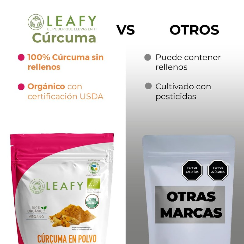 Leafy Pack 2 Cúrcuma en Polvo Orgánica Antiinflamatorio 200g