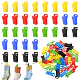 Lithyc Pack of 60 sock clips, sock clips for washing machine and dryer, sock holder washing machine with hooks, directly in the drawer, without folds, socks with sock clip