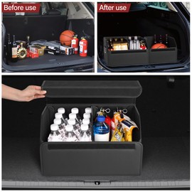 JEYODA Suede Leather Trunk Organizer, Large Capacity Soft Car Organizers and Storage,foldable,with lip, for Car SUV/Jeep/Sedan/Home/Camping (Black,Small)