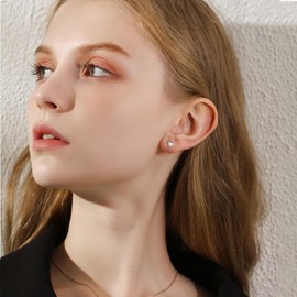 Tiny Heart Studs Cartilage Earrings for Women 925 Sterling Silver Minimalist Irregular Love Heart Small Piercing Earring Dainty Birthday Anniversary Hypoallergenic Jewelry (Silver)