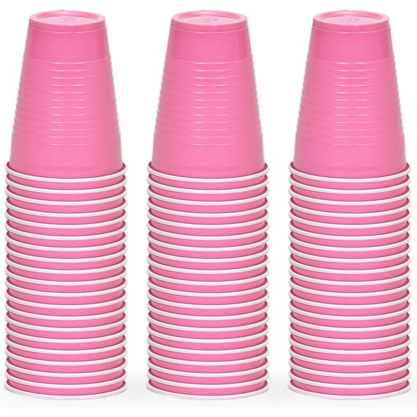 DecorRack Party Cups 12 oz Reusable Disposable Cups for Birthday Party Bachelorette Camping Indoor Outdoor Events Beverage Drinking Cups Pink (60 Pack)