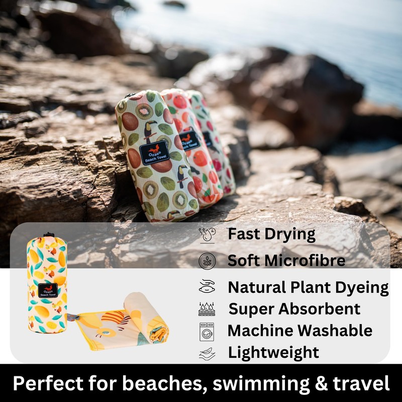 GESAR Ultra-Absorbent Microfiber Beach Towel: Sand-Free, Quick-Drying, Lightweight – Ideal