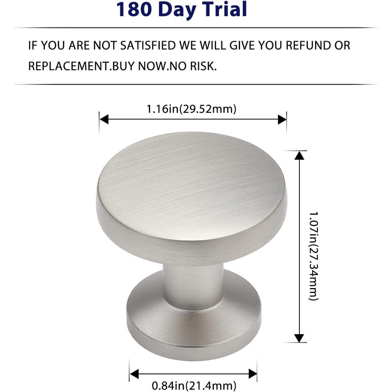 homdiy 10 Pack Brushed Nickel Cabinet Knobs Silver Dresser Drawer