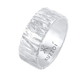 Kuzzoi 0604922121 Men's Ring in Ornate Textured Design, Band Ring Solid (9 mm) Wide in 925 Sterling Silver, Hammered Silver Ring, Ring for Men, Biker Ring, Ring Size 60 - 66, Sterling Silver