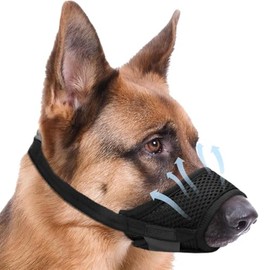 Bozal Suave para Perro Grande y Mediano, Bozal Anti Mordidas Cómodo, Bozal Transpirable de Nailon con Correa Ajustable, Protector Bucal para Perro (Grande)