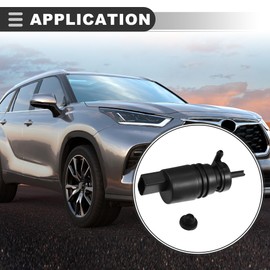 Motoforti Windshield Washer Motor Pump, for Honda Pilot 2009-2011, Plastic, with Grommet, Black