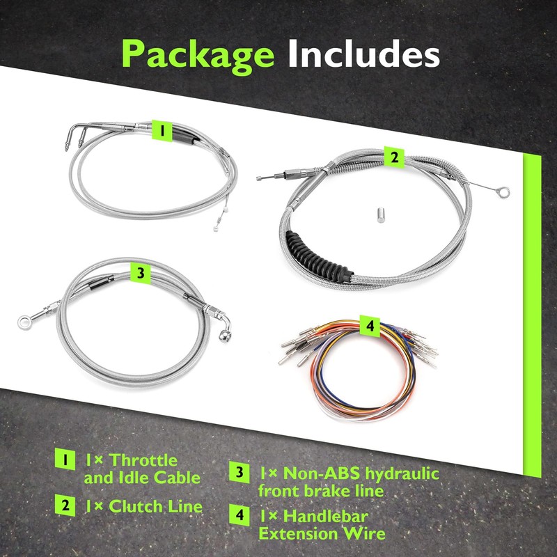 Cable Kit Fit for Harley Dyna 1996-2005 Non-ABS, Fit 16-18"