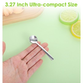 Tiny Spoons for Spices, 4 Pcs 3.3 Inch Small Spoons for Spice Jars, Stainless Steel Spice Spoon, Mini Spoons for Spice Jars, Easy to Clean & Hold Condiment Spoons for Sugar, Salt, and Honey, Silver