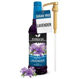 Syruvia Sugar Free Coffee Syrup, Lavender Flavored Syrup for Drinks, Lattes, and Desserts – 25.4 fl oz - with Pump