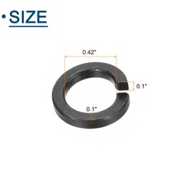 sourcing map M10 Split Lock Washer, 100Pcs Carbon Steel Spring Lock Washers Metal Split Ring Washer for Screw Bolts Machinery