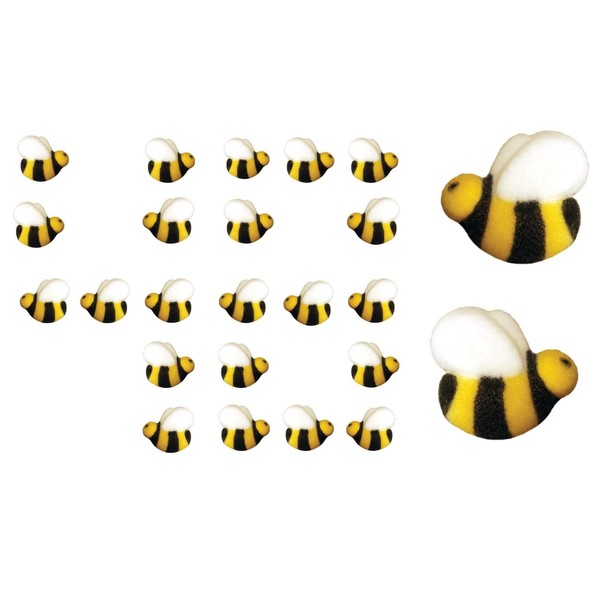 Bees Cakes Decorations- Bumble Bee Shaped Edible Hard Sugar Decorations, 48 pcs by R.U.S. Candy Company