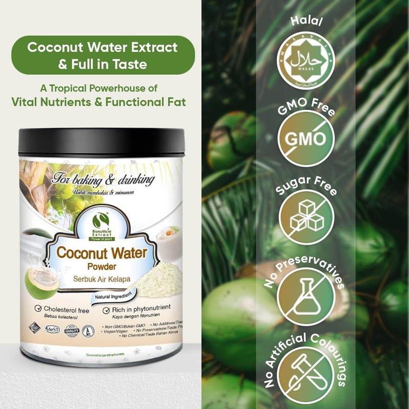 Bionutricia Coconut Water Powders, Natural Plant-Based Electrolyte Rehydration for Daily