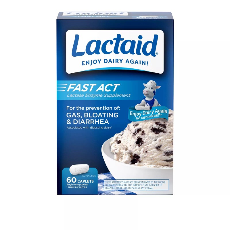Lactaid Fast Act Lactose Intolerance Caplets 60 Count Travel Packs