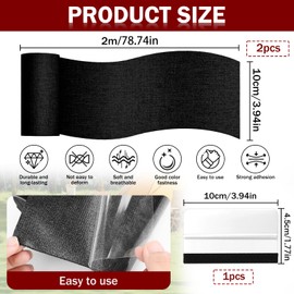 2 Stück Gewebe-Reparaturband für Segeltuch, Markise, Flicken für Möbel, Daunenjacke, Risse oder Löcher in Stoff, Zelt, Segel und Bootsverkleidung, Strapazierfähig, Wasserdicht und Waschbar, Schwarz